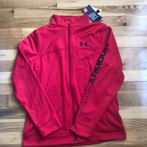 NWT Boy’s Under Armour red zip up Large